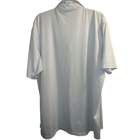 ✨PETER MILLAR Summer Comfort White & Teal Striped Sz XL Polo✨ - Picture 3 of 6